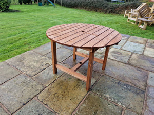 Chunky 113cm Wooden Round Garden Dining Table