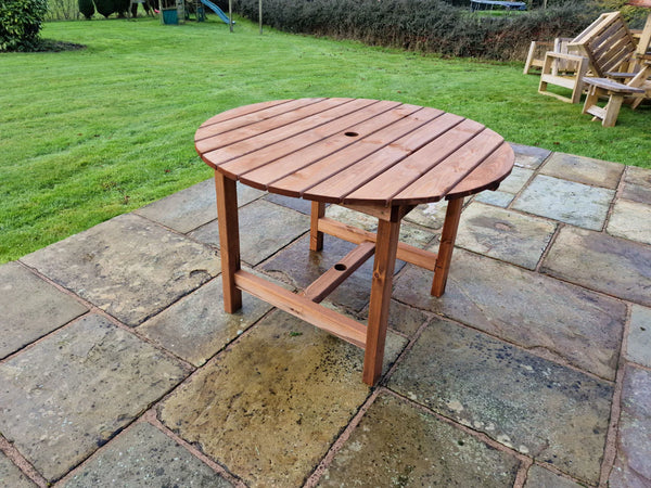 Chunky 113cm Wooden Round Garden Dining Table