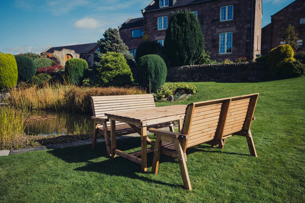 Valley 6 Seater Wooden Garden Dining 180cm Table Set with Benches