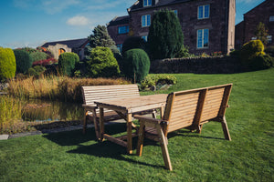 Valley 6 Seater Wooden Garden Dining 180cm Table Set with Benches
