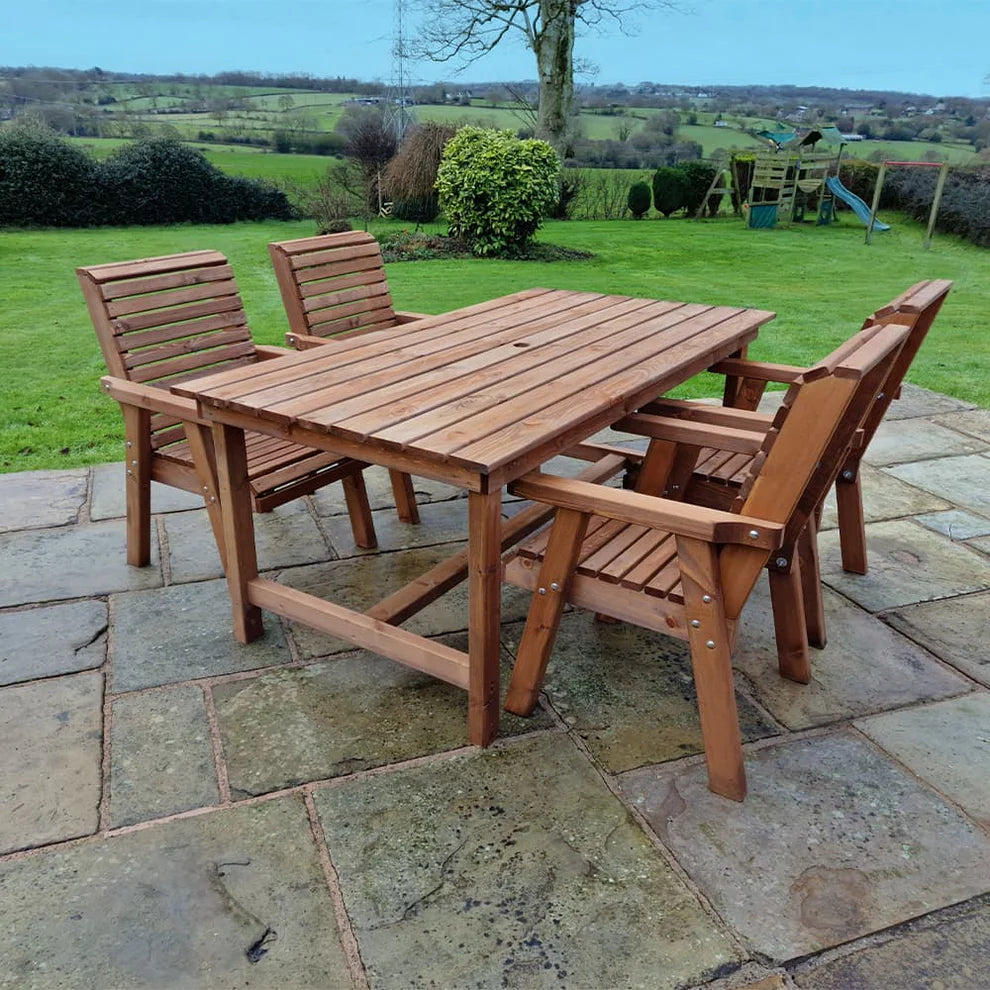 Valley 4 Seater Chunky Outdoor Wooden Dining Table Set