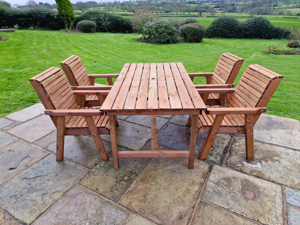 Valley 4 Seater Chunky Outdoor Wooden Dining Table Set