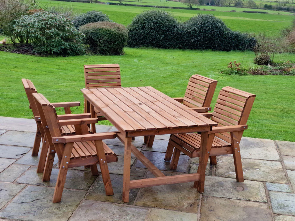 Valley 5 Seater Chunky Wooden Garden Dining 180cm Table Set