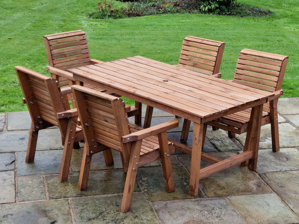 Valley 5 Seater Chunky Wooden Garden Dining 180cm Table Set