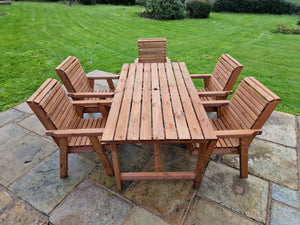 Valley 5 Seater Chunky Wooden Garden Dining 180cm Table Set