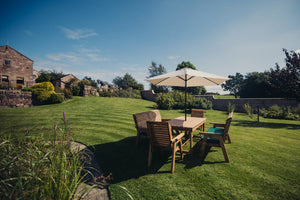 Valley 8 Seater Chunky Wooden Garden Dining Set with 2 Triple Benches & 2 Chairs