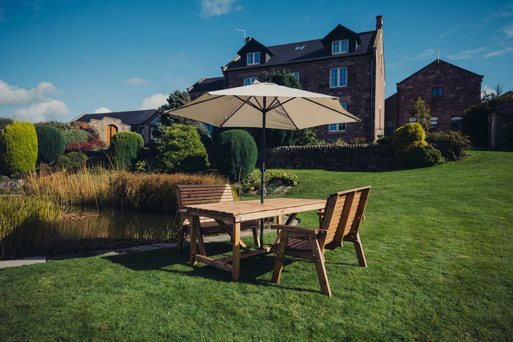 Valley 4 Seat Double Bench Wooden Garden Dining Set