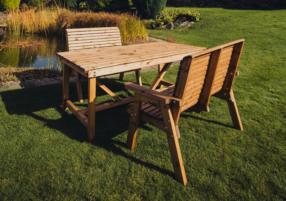 Valley 4 Seat Double Bench Wooden Garden Dining Set
