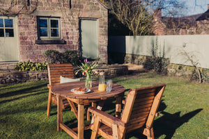 Valley 2 Seater Chunky Wooden Round Table Garden Bistro Set