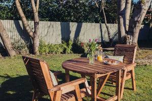 Valley 2 Seater Chunky Wooden Round Table Garden Bistro Set