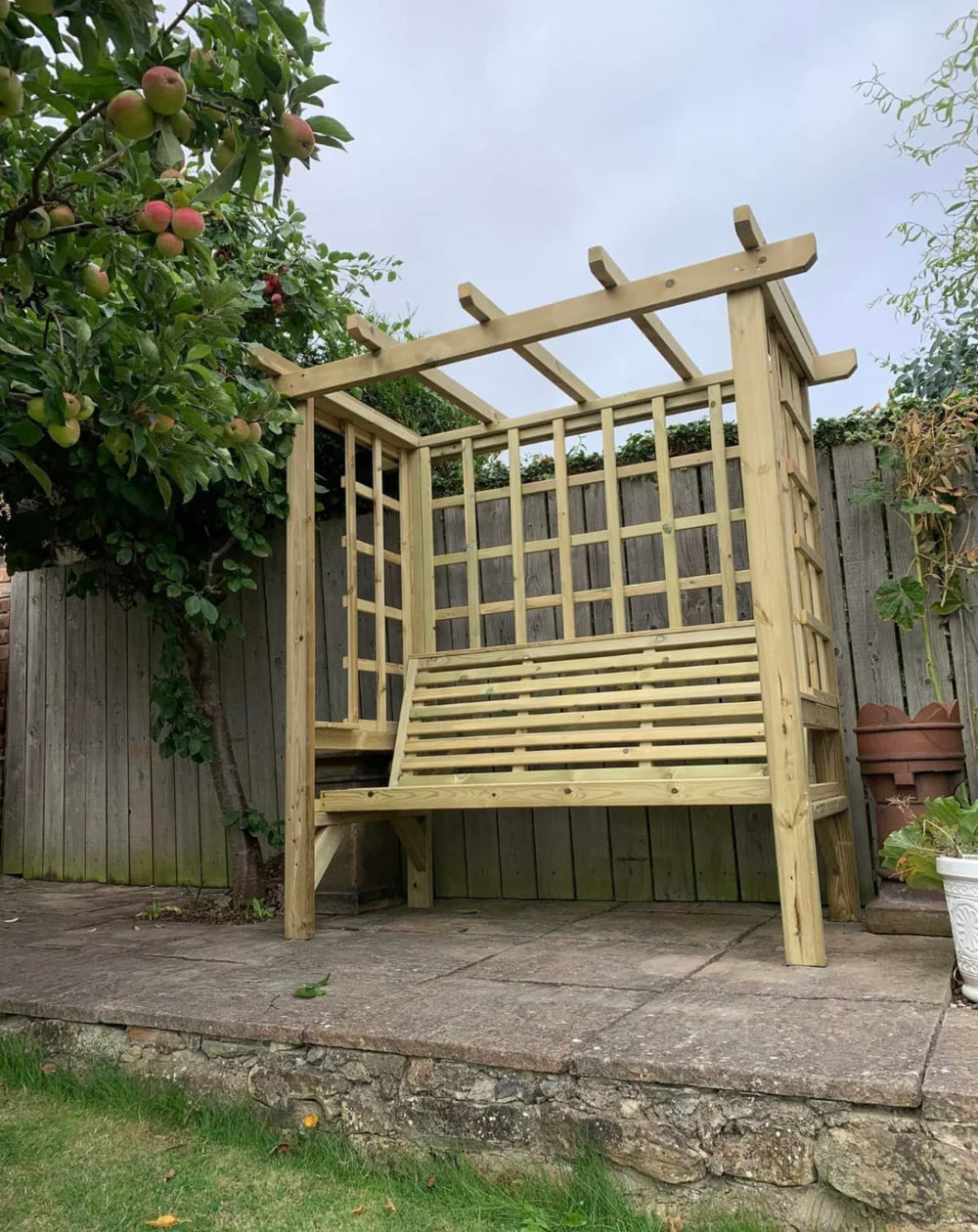 Beatrice 3 Seater Chunky Wooden Garden Arbour Seat