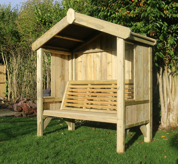 Cottage 3 Seater Fully Enclosed Chunky Wooden Garden Arbour Seat