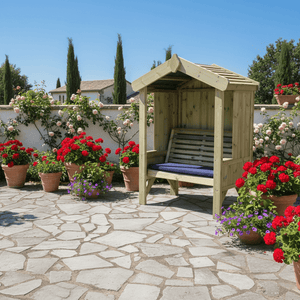 Cottage 2 Seater Fully Enclosed Chunky Wooden Garden Arbour Seat
