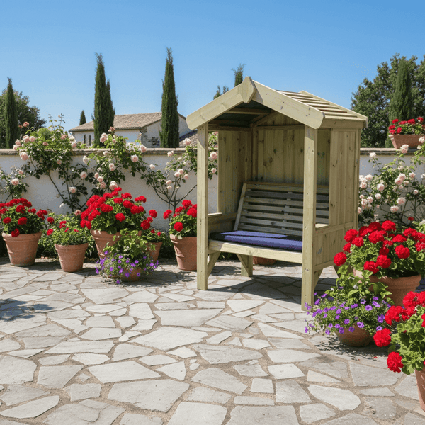 Cottage 2 Seater Fully Enclosed Chunky Wooden Garden Arbour Seat