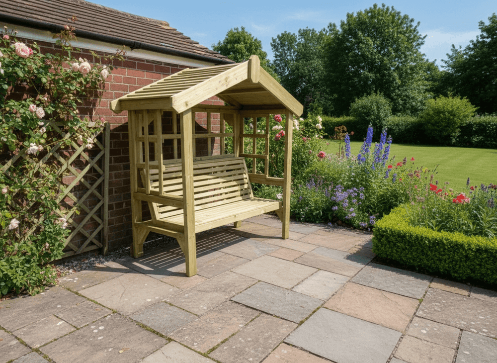 Cottage 3 Seater Trellis Chunky Wooden Garden Arbour Seat