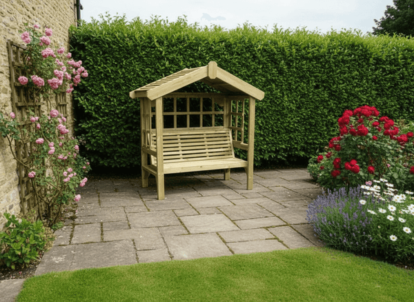 Cottage 3 Seater Trellis Chunky Wooden Garden Arbour Seat