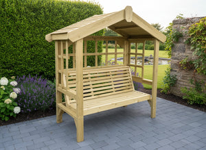 Cottage 3 Seater Trellis Chunky Wooden Garden Arbour Seat