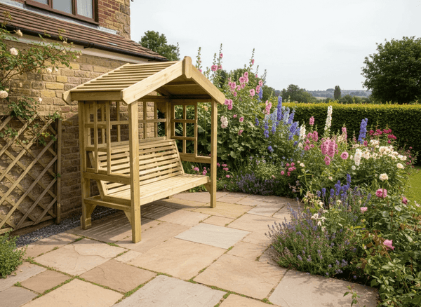 Cottage 3 Seater Trellis Chunky Wooden Garden Arbour Seat