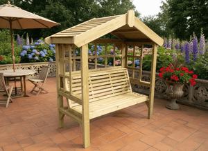 Cottage 3 Seater Trellis Chunky Wooden Garden Arbour Seat