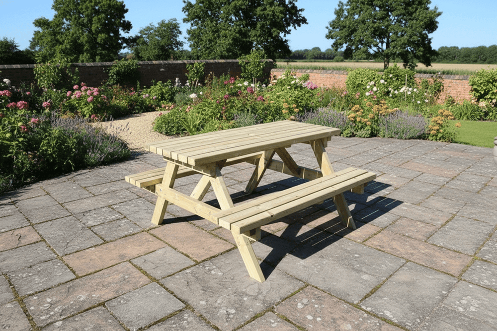 Deluxe Chunky Wooden Picnic Table Bench -  150cm Length