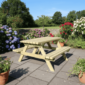 Deluxe Large Chunky Wooden Picnic Bench Table - 180cm Length
