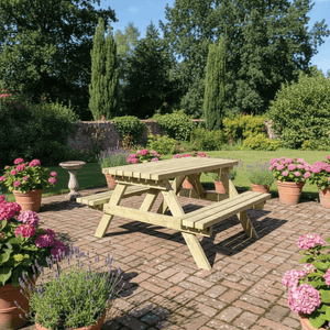Deluxe Large Chunky Wooden Picnic Bench Table - 180cm Length