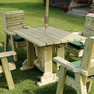 Ergo 4 Seats Chunky Wooden Garden Dining Table & Chairs