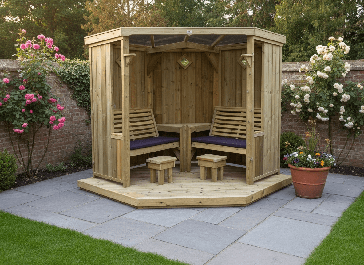 Four Seasons Chunky Wooden Corner Garden Arbour 