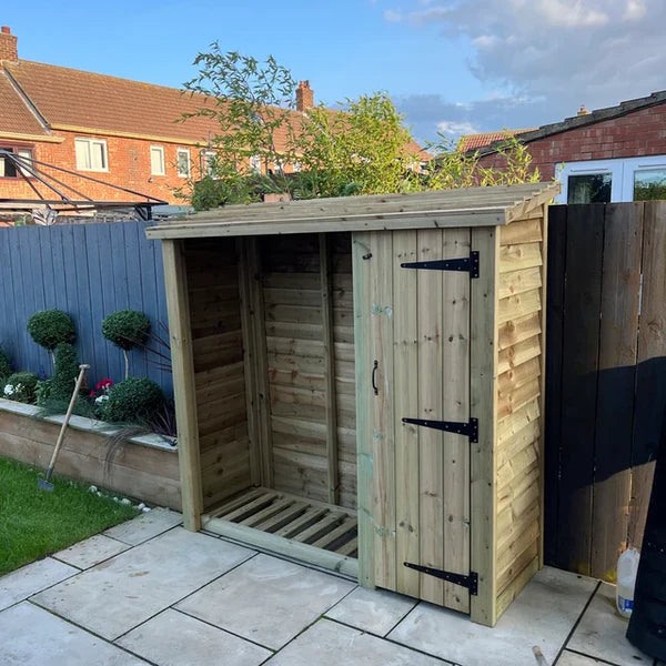 Heavy Duty Wooden 6ft x 6ft Outdoor Log Store With Tool Shed