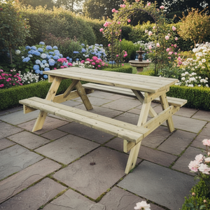 Traditional Large Chunky Wooden 179cm Picnic Table Bench