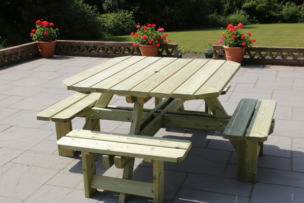 Westwood Chunky Wooden Square Picnic Table Bench