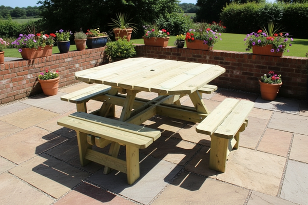 Westwood Chunky Wooden Square Picnic Table Bench