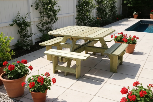 Westwood Chunky Wooden Square Picnic Table Bench